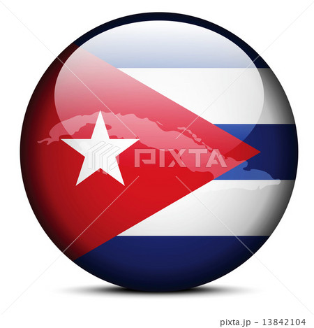 Map on flag button of Republic of Cuba 13842104
