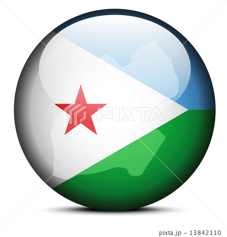 Map on flag button of Republic of Djibouti 13842110