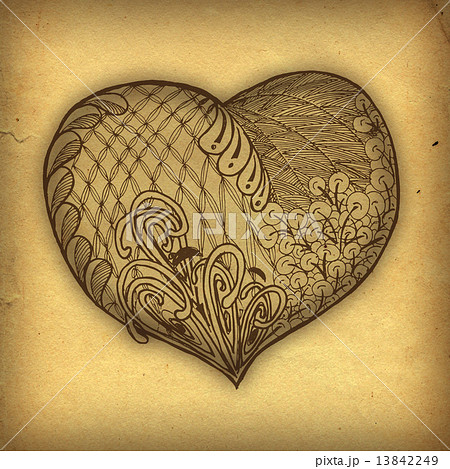 zentangle brown heart illustration 13842249