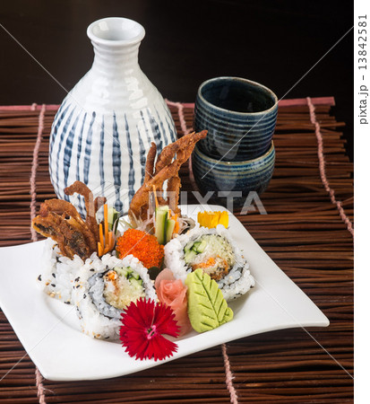 japanese cuisine. sushi on the background japanese cuisine. sushi on the background 13842581