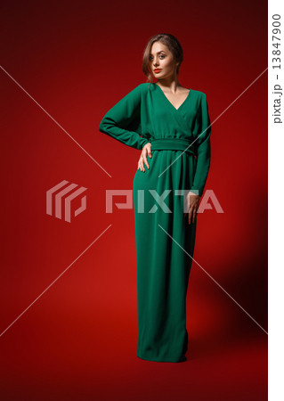 Romantic girl in dress with glass of wine Romantic girl in dress with glass of wine 13847900