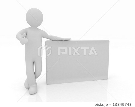 3d human with blank billboard isolated on white background 3d human with blank billboard isolated on white background 13849743
