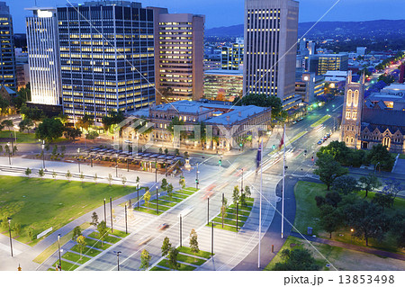 View of downtown area in Adelaide at twilight 13853498