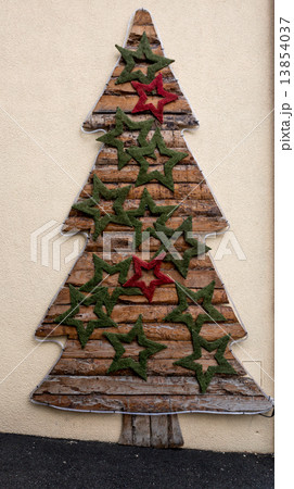 decorative Christmas tree on building wall decorative Christmas tree on building wall 13854037