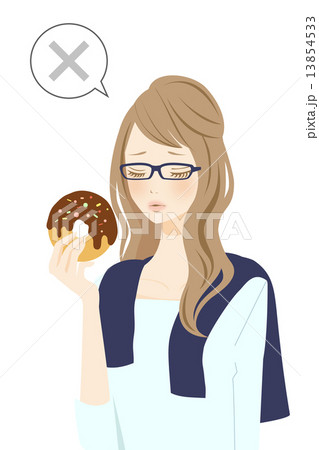 おやつタイムの女性　バツ 13854533