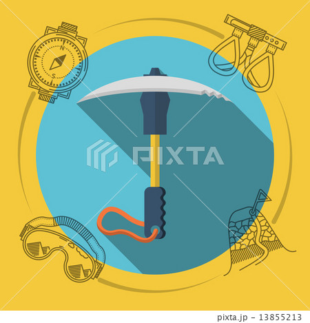 Flat design vector illustration for rock climbing. Ice axe 13855213