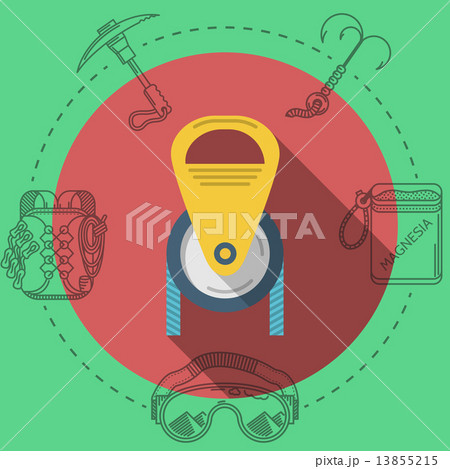 Flat design vector illustration for rock climbing. Pulley 13855215
