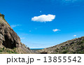 Bright blue sky with single big white cloud, with copy space at Piha beach 13855542
