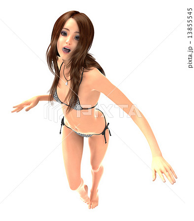 水着の女性　合成用背景透過リアル　３DCG　イラスト素材 13855545