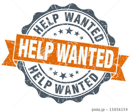 help wanted vintage orange seal isolated on white help wanted vintage orange seal isolated on white 13856154