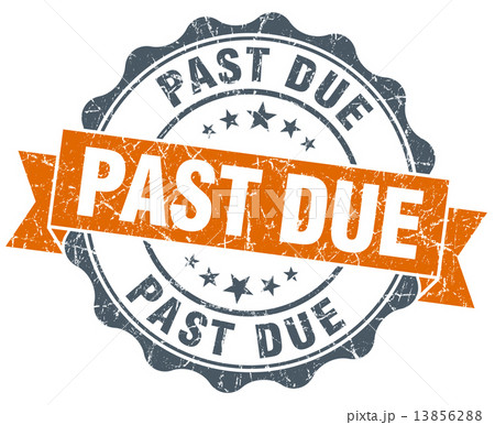 past due vintage orange seal isolated on white 13856288