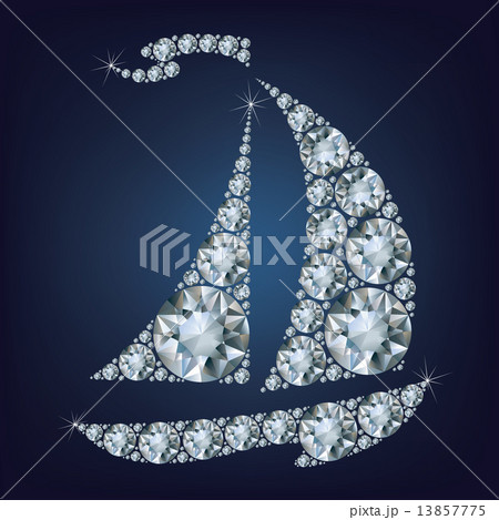 Ship made up a lot of diamonds on the black background  13857775