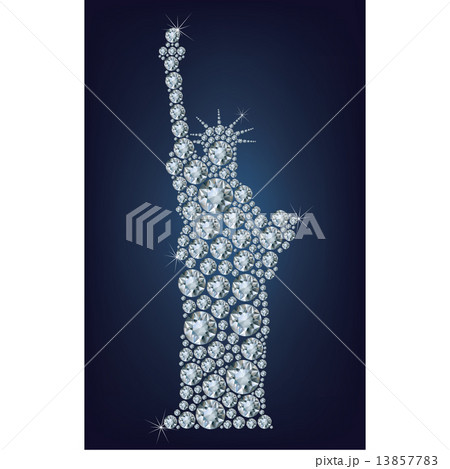 Statue of Liberty. New York, USA made up a lot of diamonds on the black background  13857783