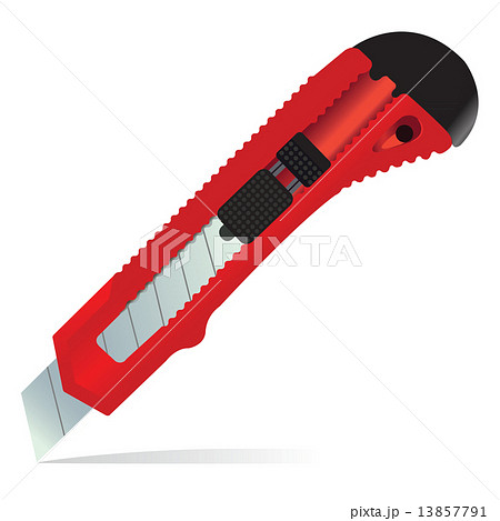 The red stationery knife isolated on white background 13857791