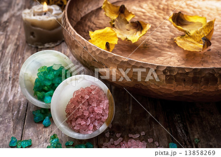bronze bowl with water and accessories spa treatments bronze bowl with water and accessories spa treatments 13858269