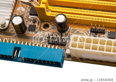 Electronic collection - digital components on computer mainboard Electronic collection - digital components on computer mainboard 13858368