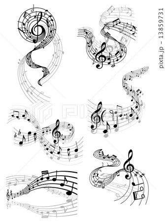 Musical waves with music notes Musical waves with music notes 13859731