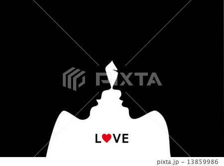 kissing couple in love, vector 13859986