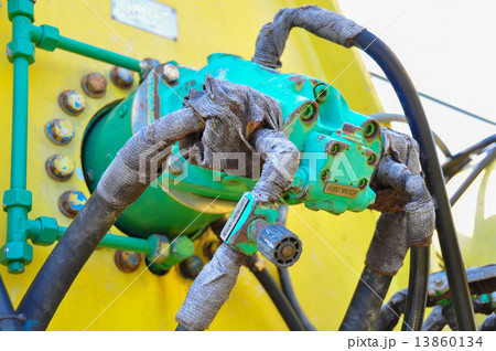 hydraulics equipment, hydraulics system in industry or hard work. 13860134