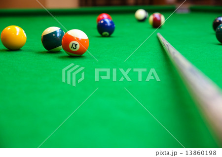 Snooker ball on snooker table, Snooker or Pool game on green table, International sport. Snooker ball on snooker table, Snooker or Pool game on green table, International sport. 13860198