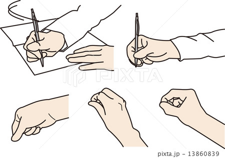 書いたりつまんだりする手の素材セットのイラスト素材