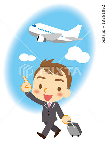 飛行機で出張 若手ビジネスマンのイラスト素材 13861892 Pixta