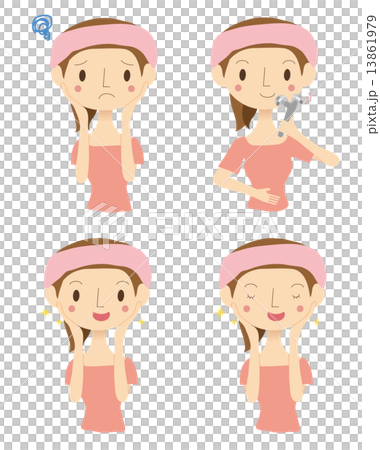 Woman doing face massage Variation set Woman doing face massage Variation set 13861979