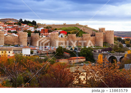 general view of Avila  in autumn. Spain 13863579