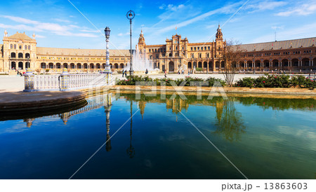Day sunny view of Plaza de Espana. Seville Day sunny view of Plaza de Espana. Seville 13863603
