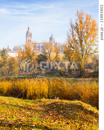 Autumn view of Salamanca with  River and Cathedral 13863802