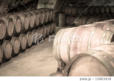 toned photo of winery cellar toned photo of winery cellar 13863838