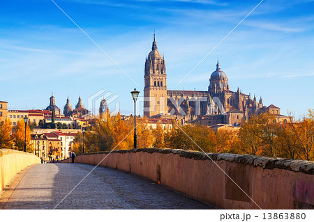 Autumn view of Salamanca with bridge and Cathedral 13863880