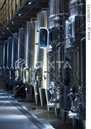 stell barrels in winemaker factory 13863915