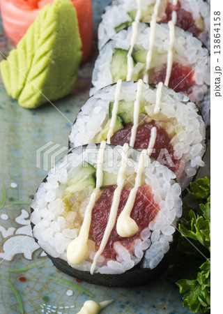 japanese cuisine. sushi on the background japanese cuisine. sushi on the background 13864158