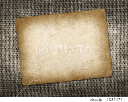 Old vintage card on linen grungy background Old vintage card on linen grungy background 13864744