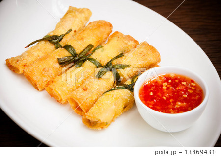 Fried wonton with sauce 13869431