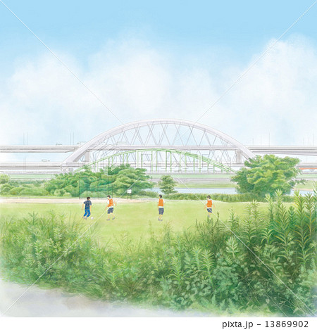 荒川河川敷のイラスト素材 13869902 Pixta