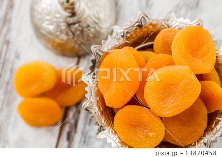 Dried Apricots in Silver Bowl Dried Apricots in Silver Bowl 13870458