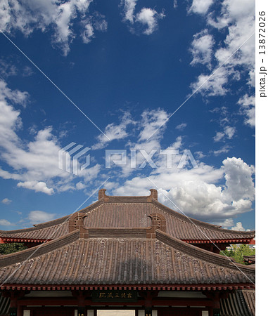 Roof decorations on the territory Giant Wild Goose Pagoda, is a Buddhist pagoda located inXian,China 13872026