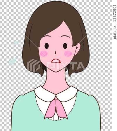 恥ずかしがる女性 驚くのイラスト素材