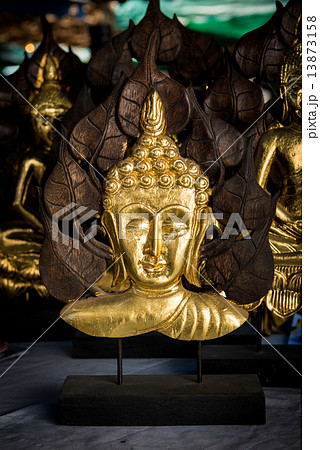 Traditional Thai style Lord Buddha's face wood carving 13873158