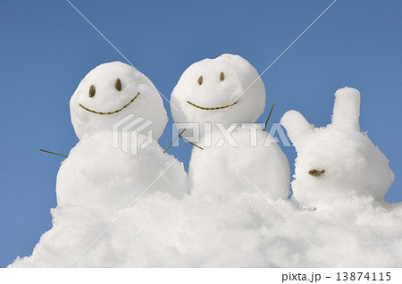 ゆきだるまとゆきうさぎ 13874115