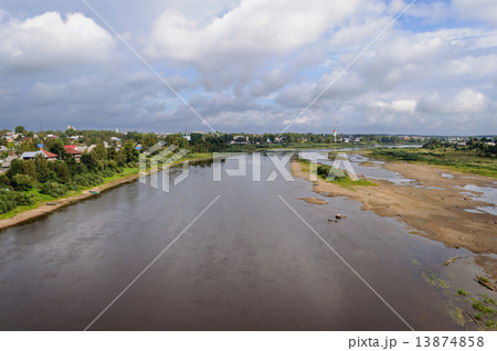 Top view of the floodplain Sukhona in Tot'ma Top view of the floodplain Sukhona in Tot'ma 13874858