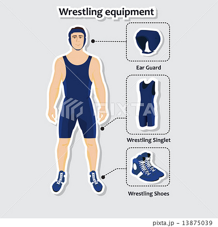 Set of wrestling equipment with man 13875039