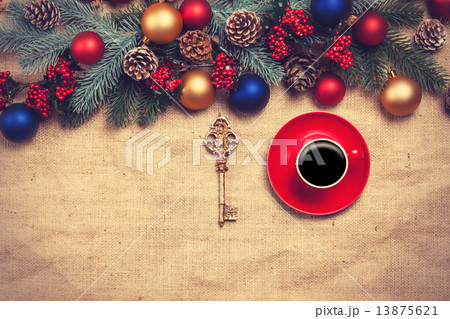 Hot coffee and key 13875621