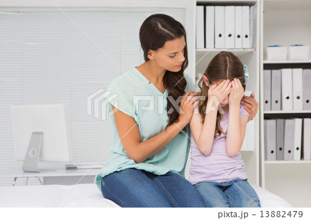 Little girl crying with her mother Little girl crying with her mother 13882479