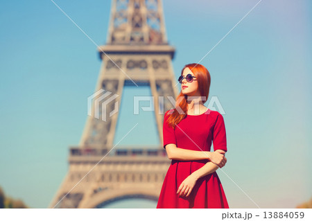 Beautifu girl in Paris with Eiffel tower on background. Beautifu girl in Paris with Eiffel tower on background. 13884059