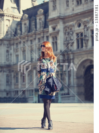 Style girl near retro building in Paris Style girl near retro building in Paris 13887381