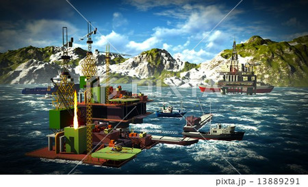 Oil rig platform Oil rig platform 13889291