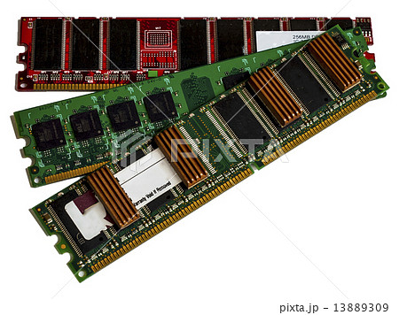 Some modules DDR RAM memory computer on white background 13889309